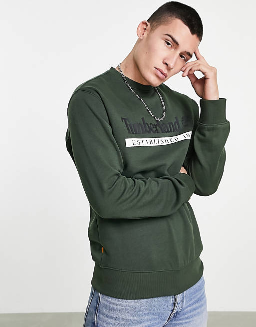 Men Timberland Established 1973 sweatshirt in dark green 