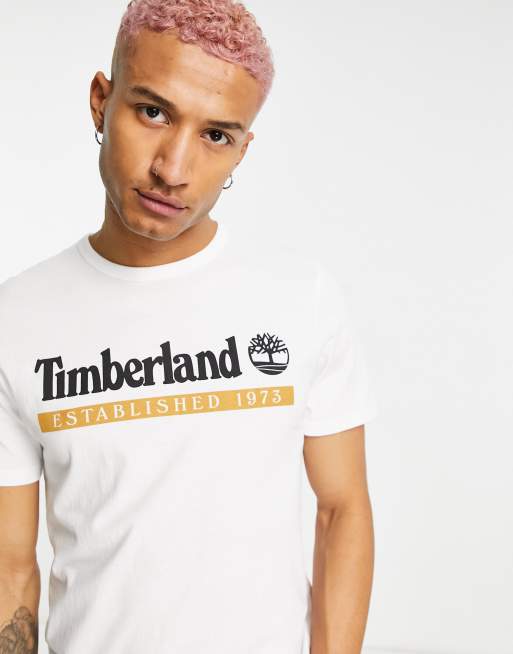 Antemano Viajero marido Timberland Established 1973 t-shirt in white | ASOS