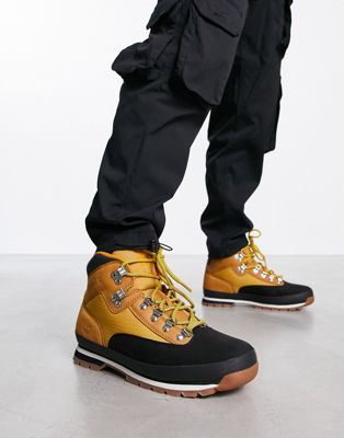 Timberland Euro Hiker F/L boots in black/tan - ASOS Price Checker