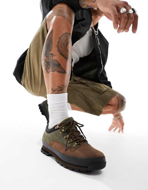 Timberland – Euro Hiker – Ciemnozielone buty trekkingowe ze skóry nubuk z niską cholewką