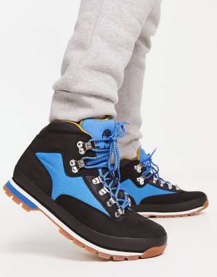 Timberland Euro Hiker F/L boots in black/blue | ASOS