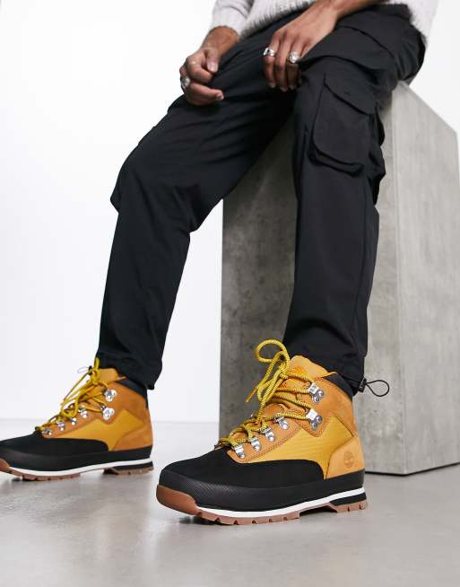 Timberland Euro Hiker F L boots in black tan ASOS