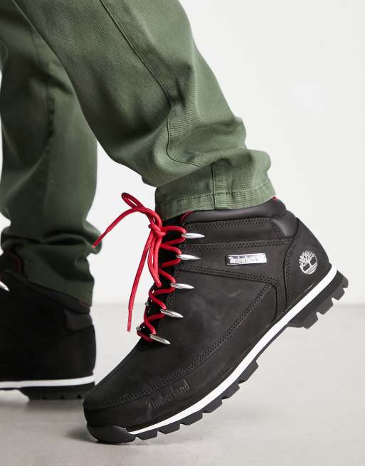 Timberland Euro Sprint Hiker boots in black red ASOS