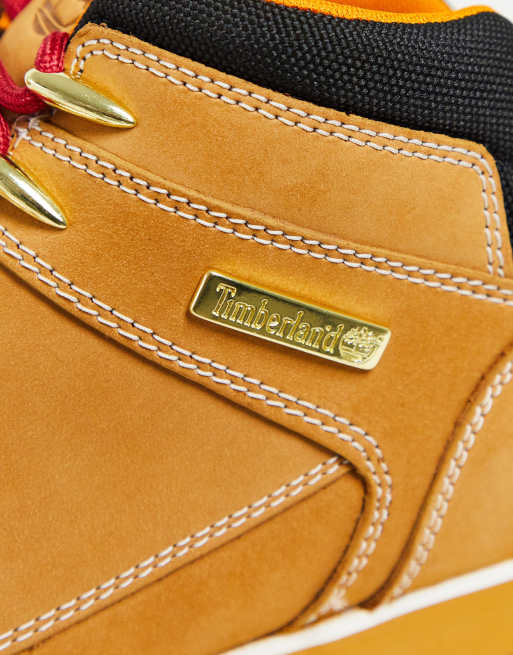 Timberland Euro Sprint Hiker Wandelschoenen met rode veters in tarwebruin