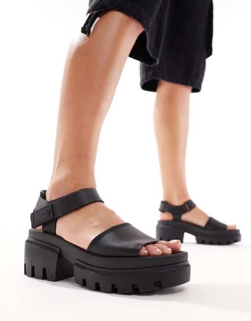 Timberland Everleigh platform sandal in black