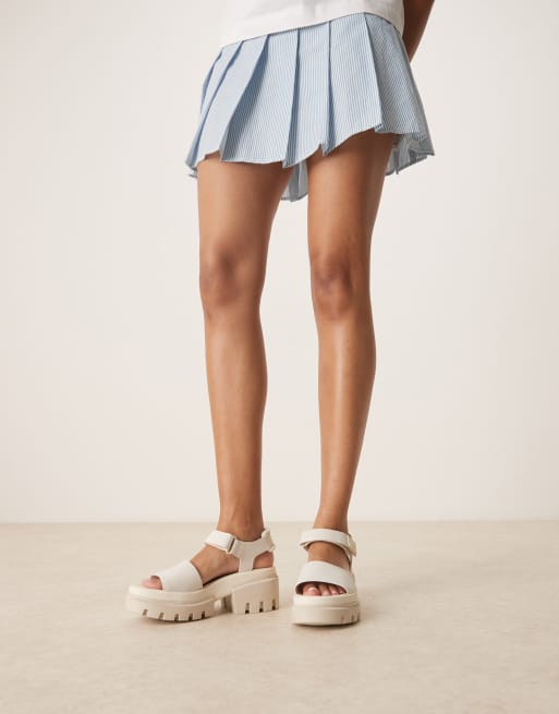 Timberland - Everleigh - Sandalen van nubuckleer met enkelbandje in natuurlijk gebroken wit, 2 van 4