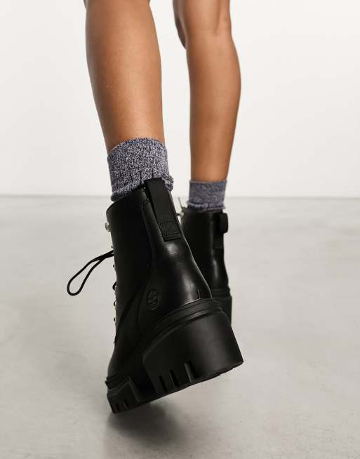 Timberland – Everleigh – Svarta grova boots i fullnarvsläder med snörning, 6 tum, 2 av 4