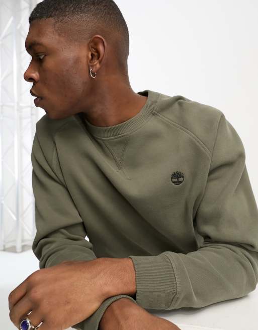 Timberland – Exeter River – Kakifärgad sweatshirt med borstat material