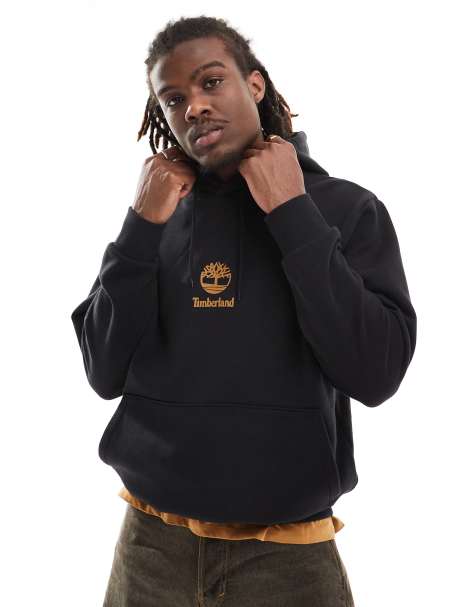 Timberland - Felpa con cappuccio nera con logo piccolo - view 1