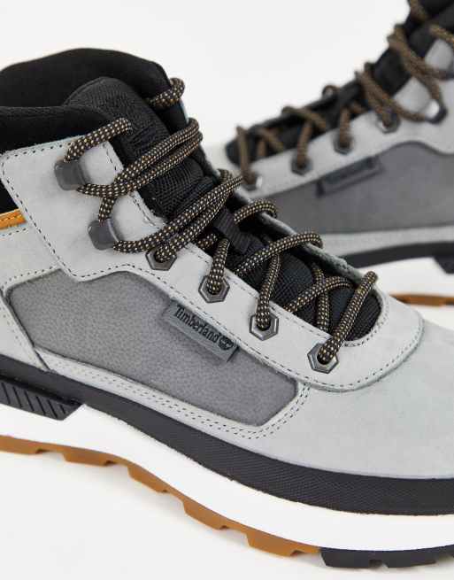 Gray timberland store field boots