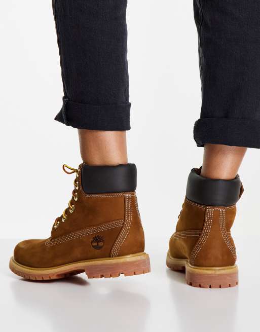 Timberland – Flache, hochwertige Schnürstiefel in Rostrot, 6 Zoll hoher Schaft, 3 von 4