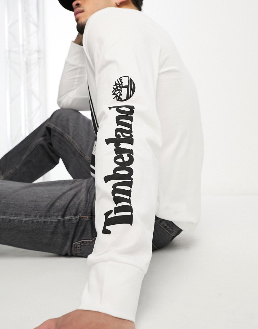 Front Stack - T-shirt bianca a maniche lunghe con logo-Bianco - Timberland T-shirt donna  - immagine2