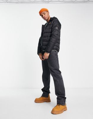 Timberland Garfield mid weight hooded puffer jacket in black
