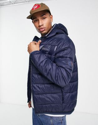 Timberland Garfield mid weight hooded puffer jacket in navy