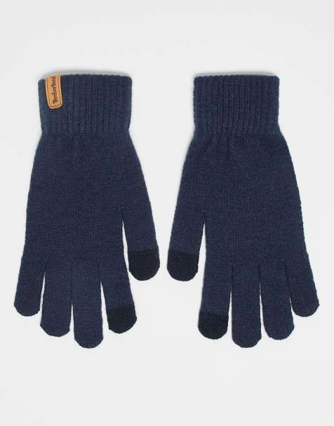 Timberland - Geribbelde gebreide handschoen in marineblauw - view 1