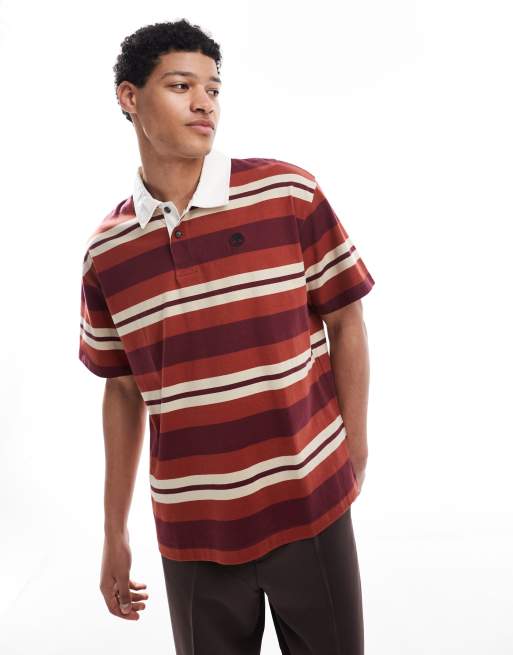 Timberland - Gestreept rugbyshirt in donker henna