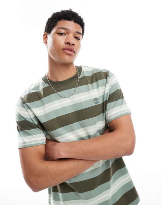 Timberland - Gestreept T-shirt met korte mouwen in bladgroen
