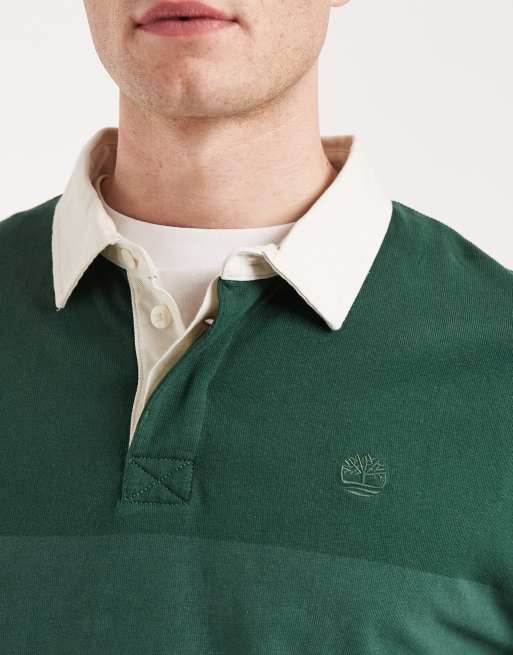 Timberland - Gestreepte rugbypolo met lange mouwen in groen, 3 van 5