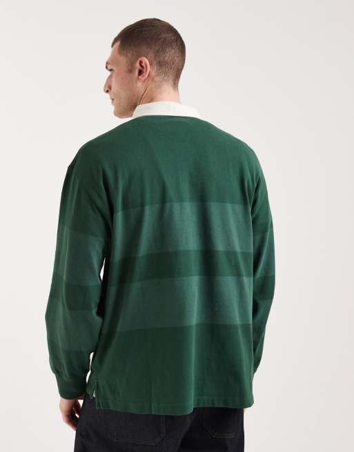Timberland - Gestreepte rugbypolo met lange mouwen in groen, 5 van 5