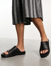 ASOS DESIGN Fateful chunky flip flop sandals in black - ShopStyle