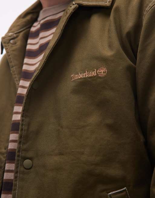 Timberland - Giacca coach in tela isolante verde oliva slavato, 4 di 5