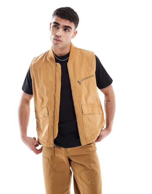 Timberland - Gilet in tela slavata color grano