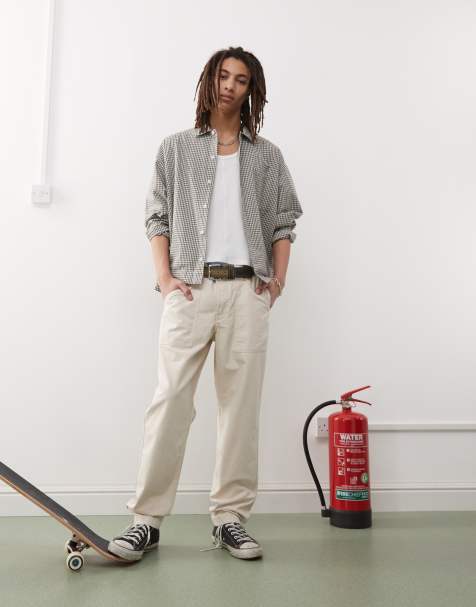 Timberland - Goffstown Fatigue - Pantaloni in tela écru slavato con tasche - view 1