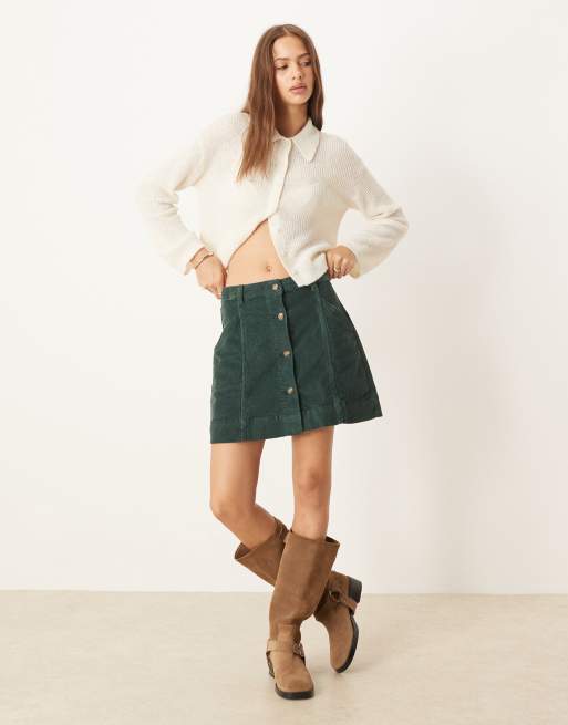 Timberland - Gonna in velluto a coste verde slavato