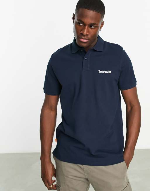 Timberland Granatowa koszulka polo z ma ym logo ASOS