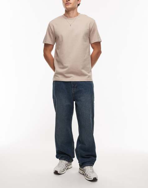 Timberland pocket logo baggy jeans in mid wash blue