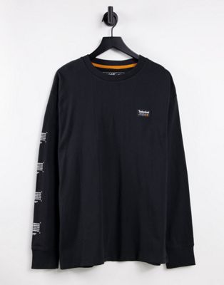 Timberland Graphic long sleeve back print T-shirt in black