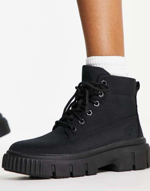 Black canvas timberlands discount