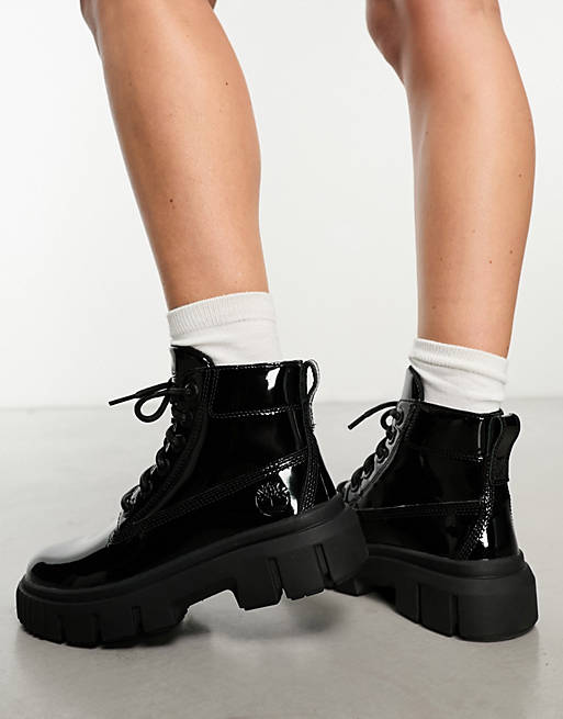 Timberland greyfield boots in black patent leather | ASOS