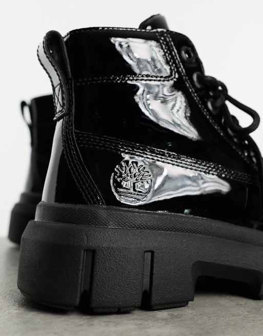 Timberland greyfield boots in black patent leather