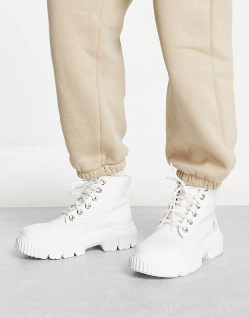 White timberland shop style boots