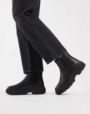 Timberland greyfield chelsea boots in black full grain leather