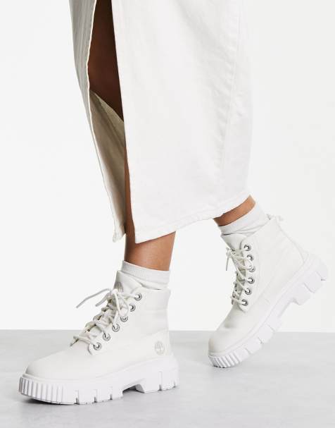 Timberland Greyfield fabric boots in white - view 1