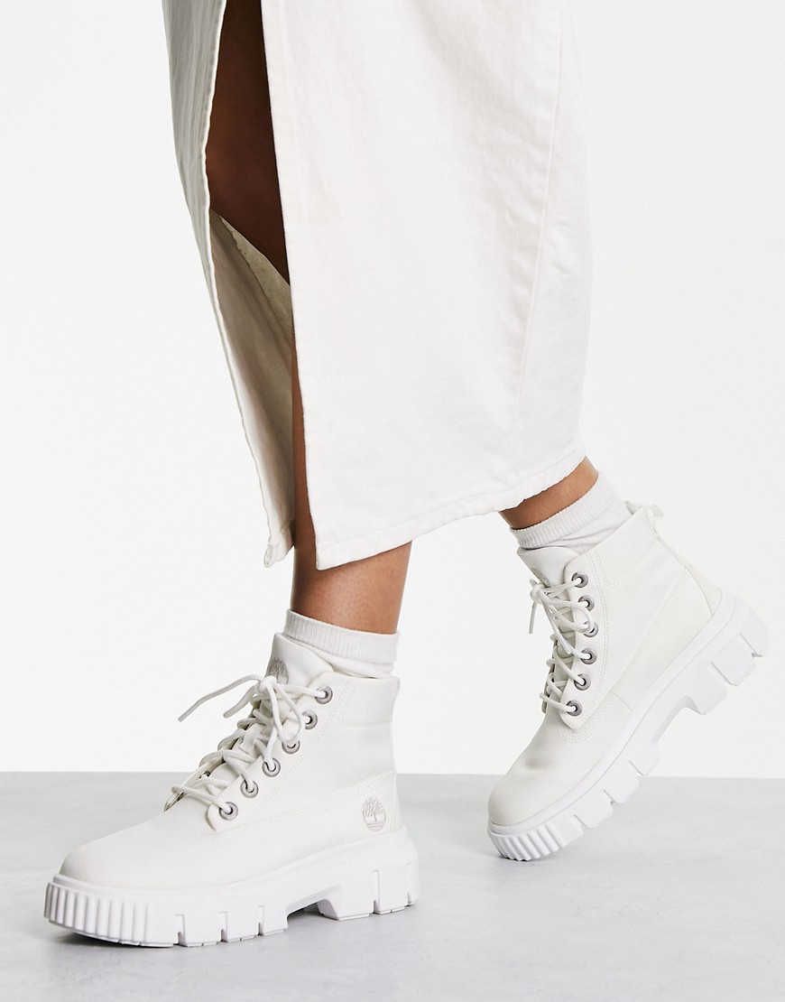 Timberland greyfield fabric boots in white