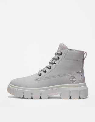 Timberland Greyfield Leather Boot In Light Gray-black