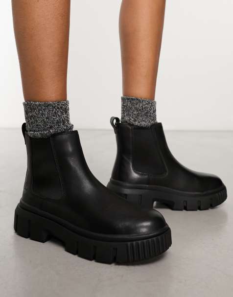 Timberland – Greyfield – Svarta chelseaboots i kornigt läder - view 1