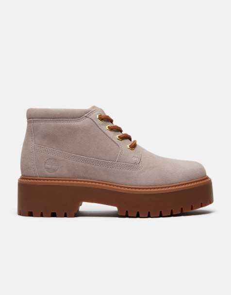Timberland - Halfhoge veterlaarzen van suède in lichtpaars - view 1