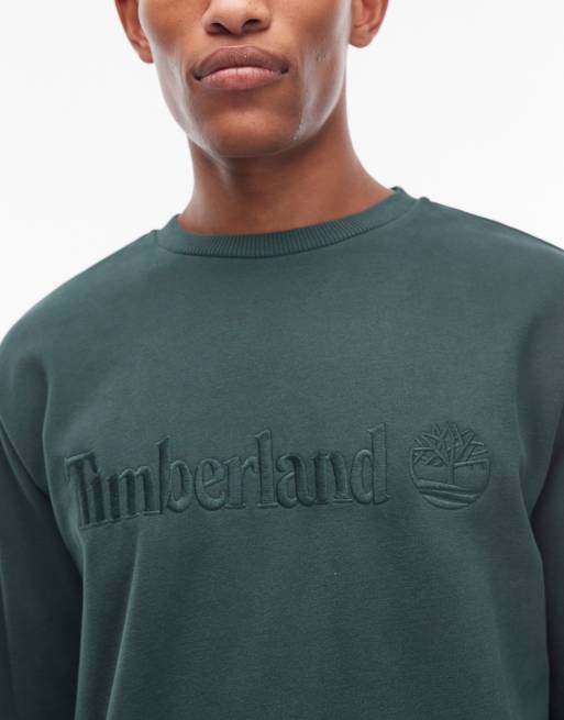 Timberland Hampthon embroidered chest logo sweatshirt in green, 5 of 5
