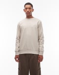 [Timberland] Timberland Hampthon embroidered chest logo sweatshirt in light beige-Neutral Chest 39-41 Island Fossil