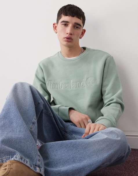 Timberland – Hampton – Sweatshirt in Grün mit Logostickerei auf der Brust - view 1