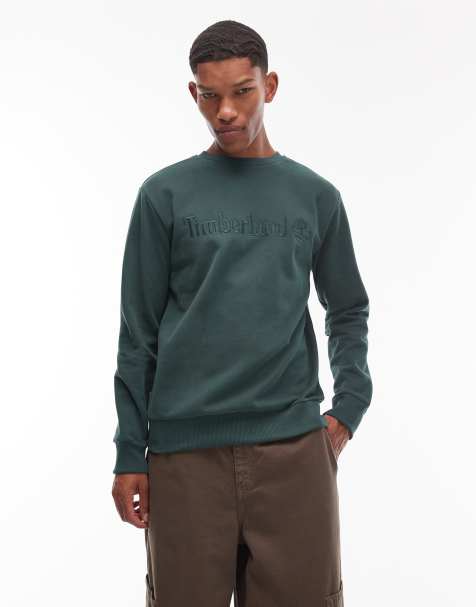 Timberland – Hampton – Sweatshirt in Grün mit Logostickerei auf der Brust - view 1
