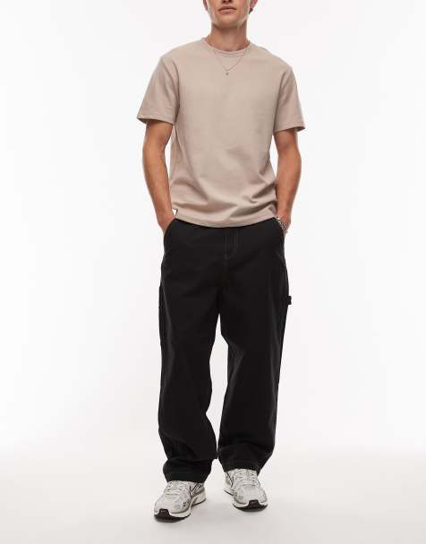Timberland heavy canvas pocket loose fit carpenter pants in black - view 1