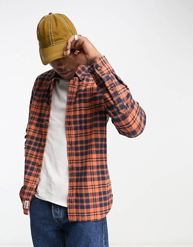 Timberland - heavy flannel check shirt in orange
