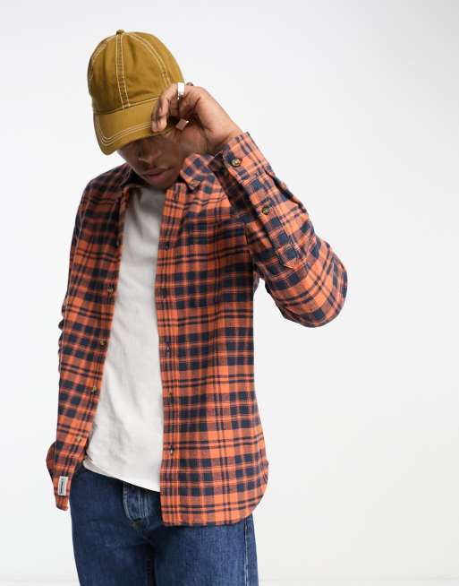 Timberland Heavy flannel check shirt in orange