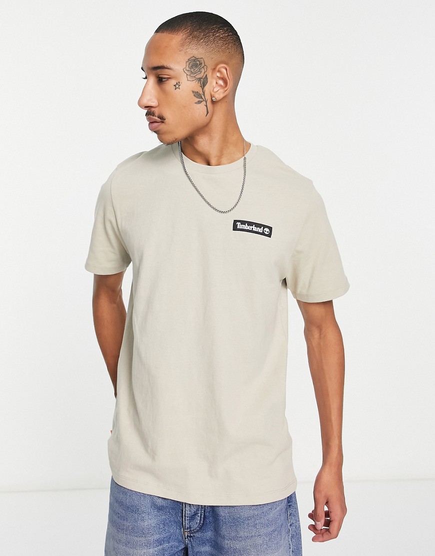 Timberland Heavy Weight woven badge t-shirt in beige-Neutral