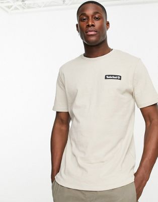 Timberland Heavy Weight woven badge t-shirt in beige